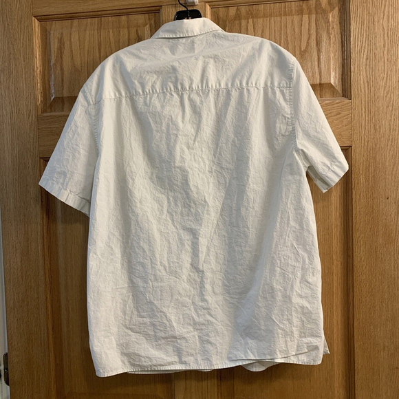 Topman Logo Patch Guardian Foo Dog White Casual Button Down SS Shirt Mens Size M - Picture 2 of 4